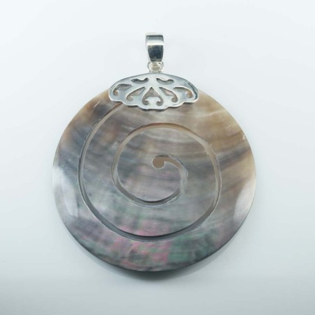 Pendant Round Black MOP Shell