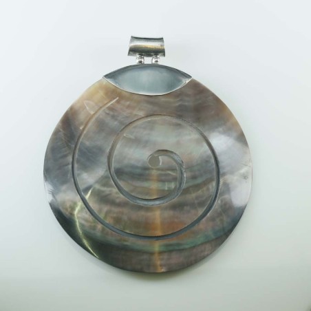 Pendant Round Black MOP Shell