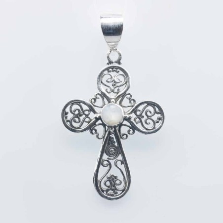 Pendant Cross 18.5x38mm.  Mother Of Pearl