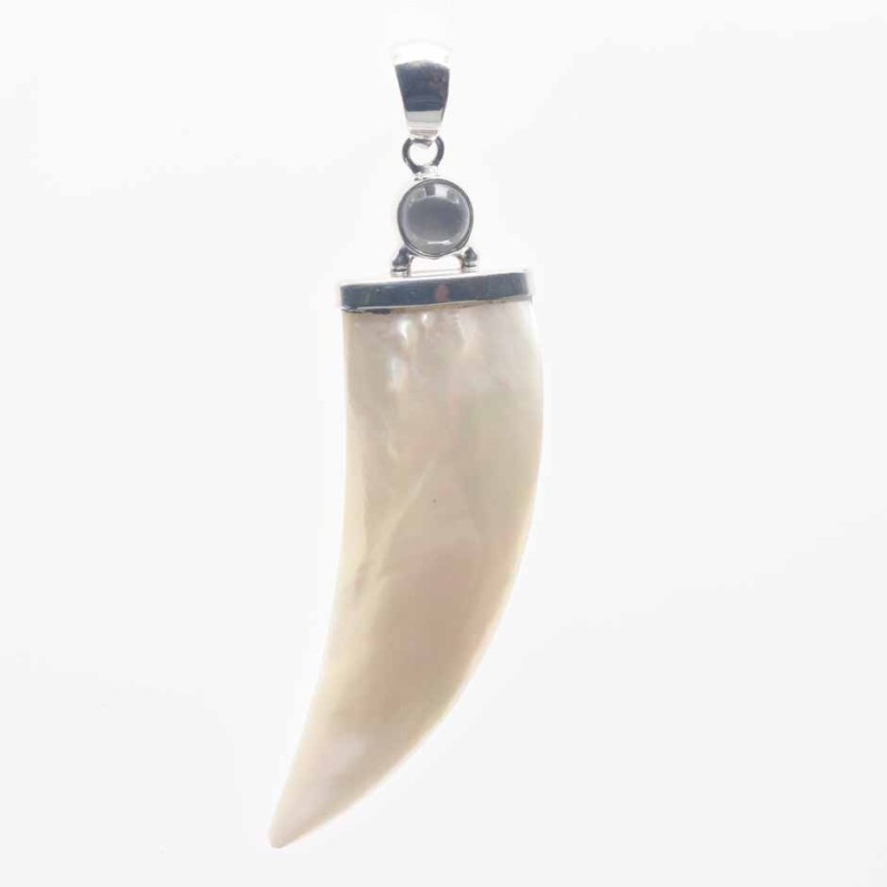 Pendant Horn16x56mm.with Stone 7mm.Mother Of Pearl