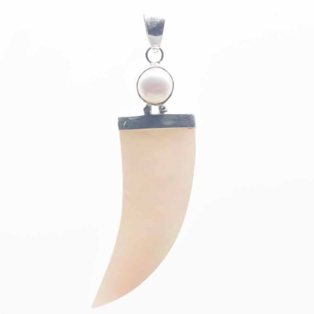 Pendant Horn17x58mm.with Pearl 8mm.Mother Of Pearl