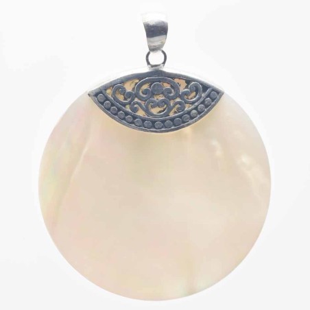 Pendant Round  46.5mm.  Mother Of Pearl