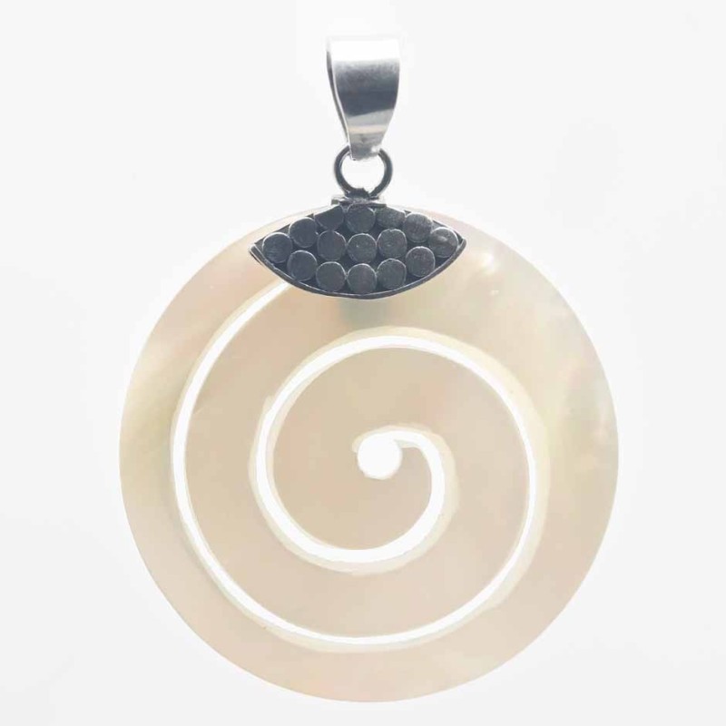 Pendant  Round Spiral 35mm. Mother Of Pearl