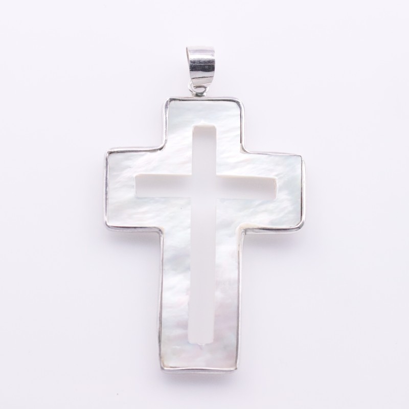 Pendant Cross 39x59mm. Mother of Pearl