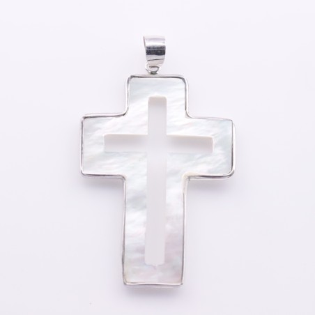 Pendant Cross 39x59mm. Mother of Pearl