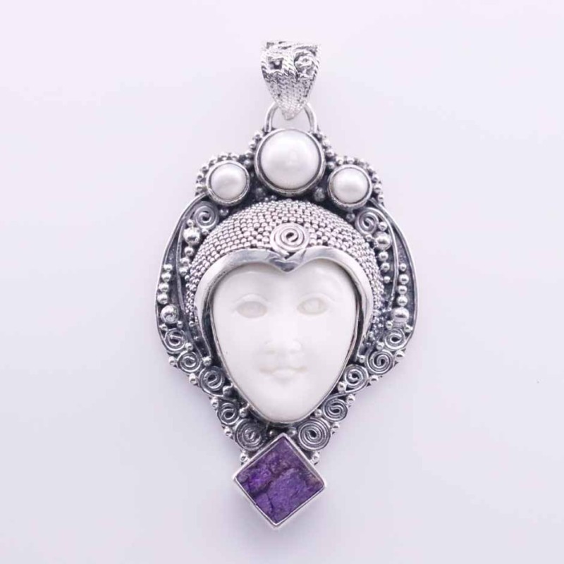 Pendant Face Bone 28x42mm.