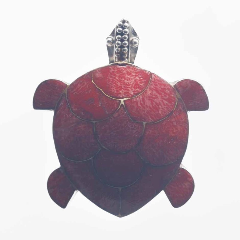 Pendand Turtul 34x39mm. Coral Pendand Turtul 34x39mm. Coral
