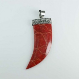 Pendant Horn 19x54mm. Coral