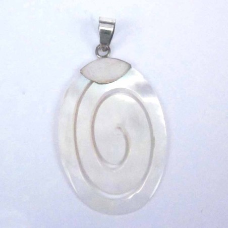 Pend Oval Spiral MOP Shell