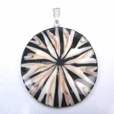 Pendant Round Shell Black + brown color