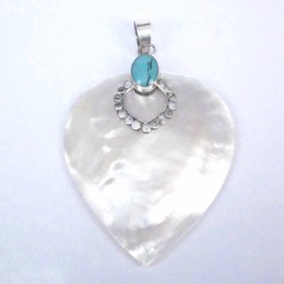 Pend. Heart MOP with stone Shell