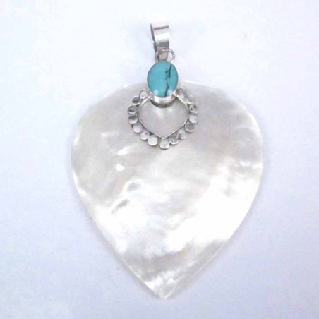 Pend. Heart MOP with stone Shell