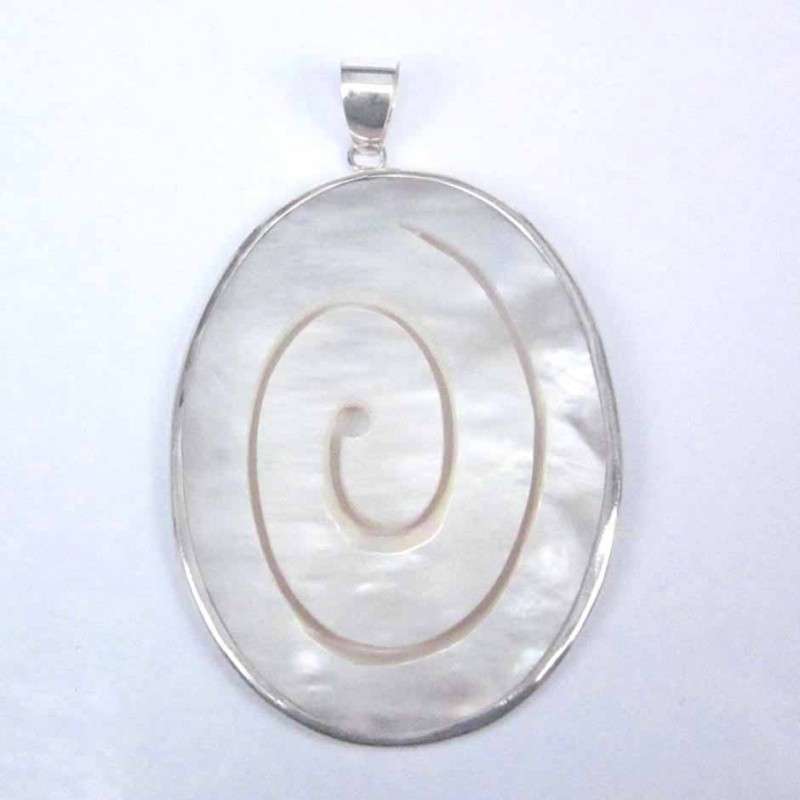 Pend. Oval Spirals MOP Shell Pend. Oval Spirals MOP Shell