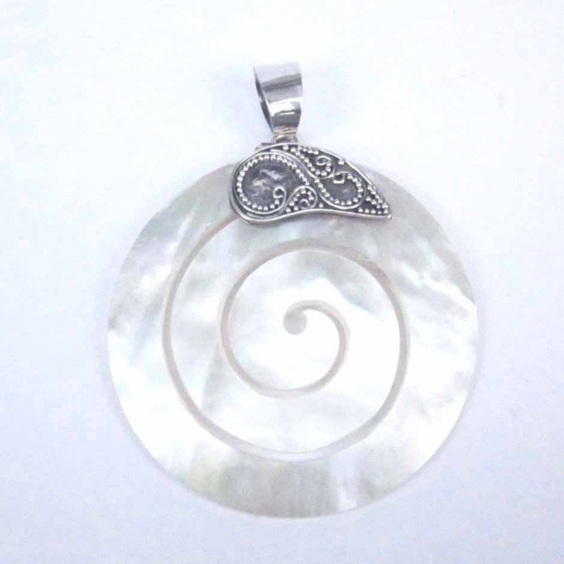 Pend. Round Spirals MOP Shell