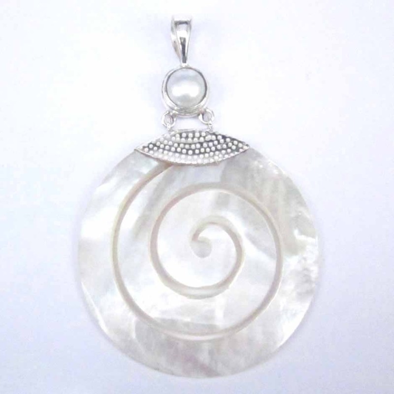 Pend. Round Spirals MOP Shell