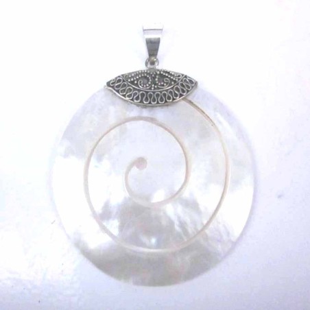 Pendant Round Spiral MOP Shell