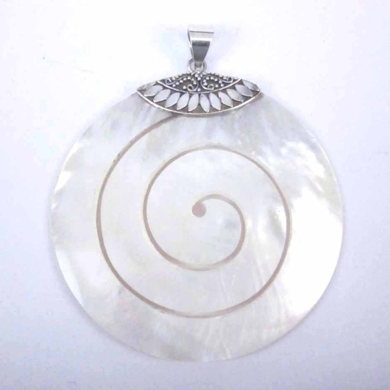 Pendant Round Spiral MOP Shell