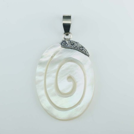 Pend. Oval Spiral MOP Shell