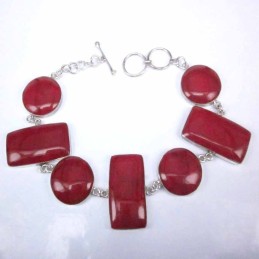 Bracelet round, rectangle coral