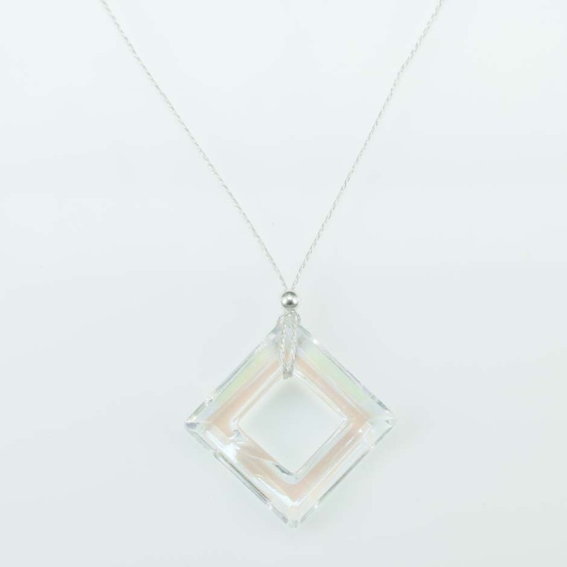 Necklace Square Crystal white color