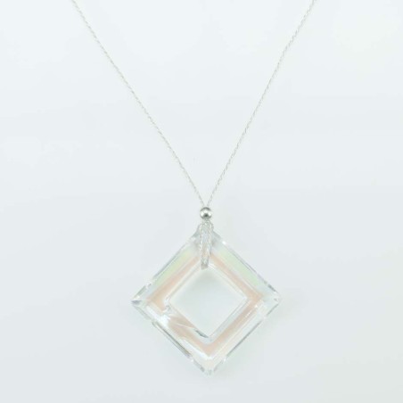 Necklace Square Crystal white color