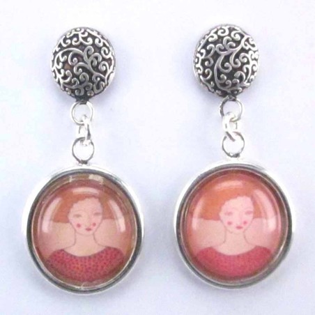 Earring Round with Photo Women