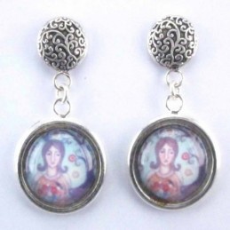 Earring Round with Photo Women