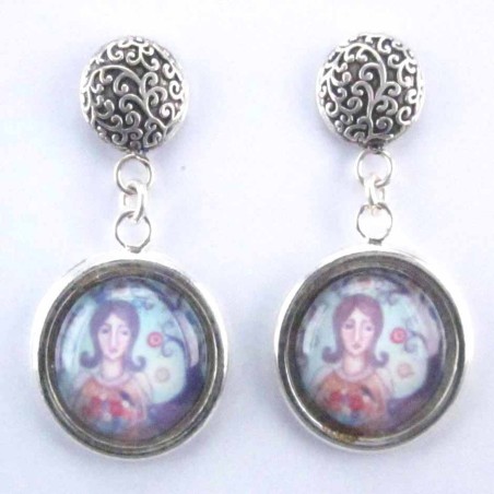 Earring Round with Photo Women