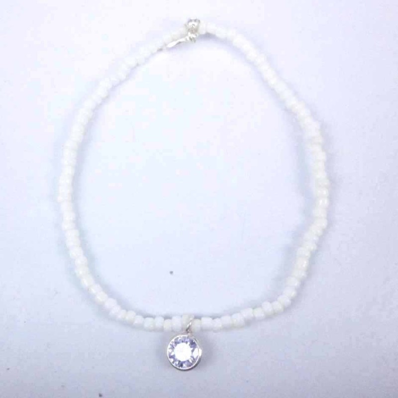 Bracelet ball 3-4mm.Crystal White Color +c.z. 6mm