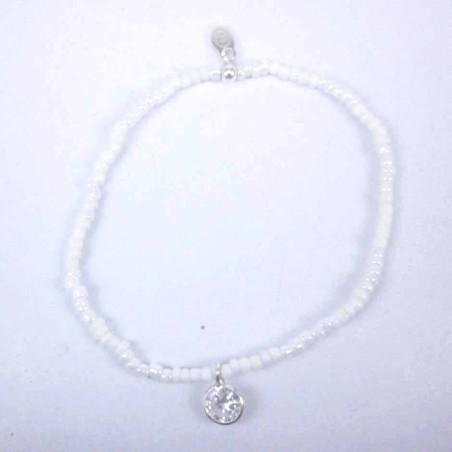 Bracelet ball 3-4mm.Crystal White Color +c.z. 6mm