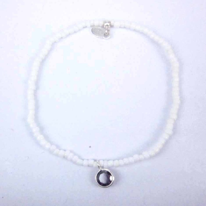 Bracelet ball 3-4mm.Crystal White Color +c.z. 6mm