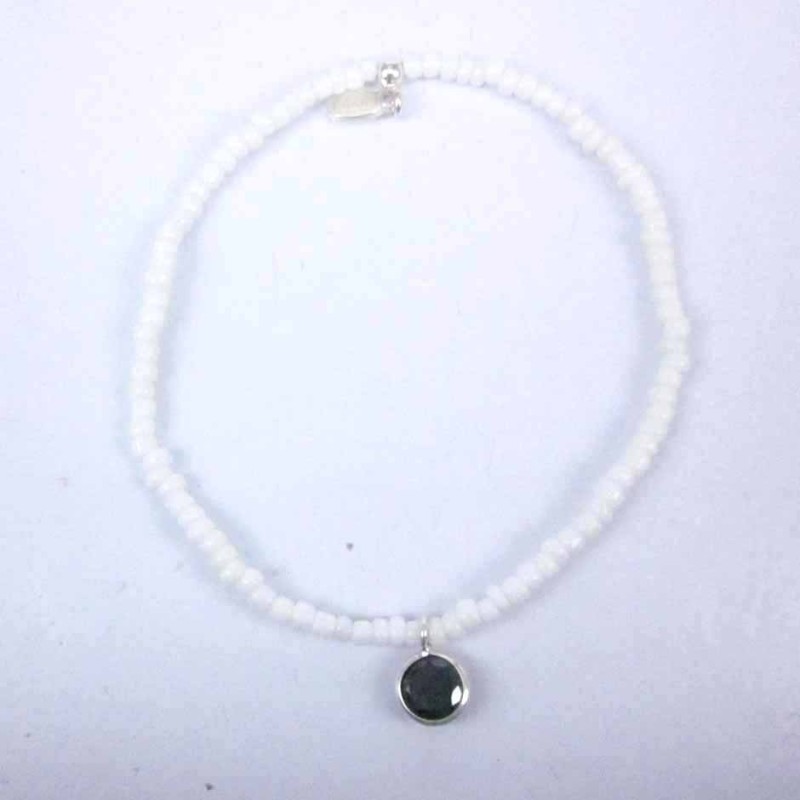 Bracelet ball 3-4mm.Crystal White Color +c.z. 6mm