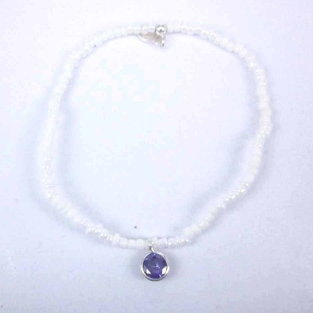 Bracelet ball 3-4mm.Crystal White Color +c.z. 6mm