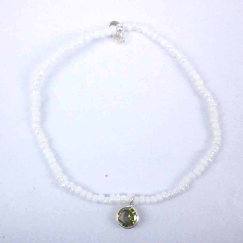 Bracelet ball 3-4mm.Crystal White Color +c.z. 6mm