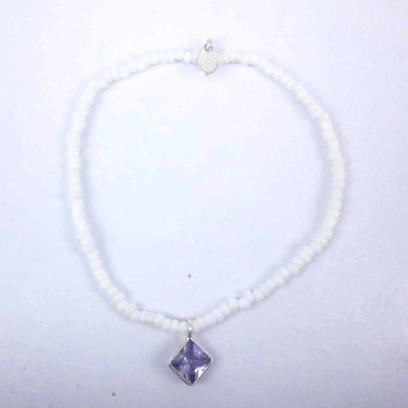 Bracelet ball 3-4mm.Crystal White Color +c.z. 6mm